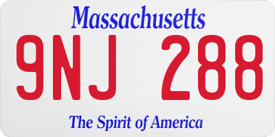 MA license plate 9NJ288