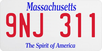 MA license plate 9NJ311