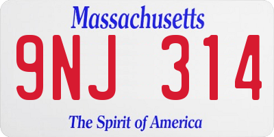 MA license plate 9NJ314
