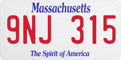 MA license plate 9NJ315