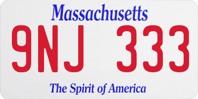 MA license plate 9NJ333