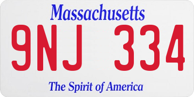 MA license plate 9NJ334