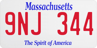 MA license plate 9NJ344