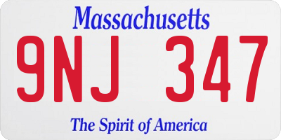 MA license plate 9NJ347