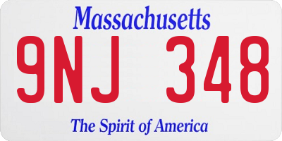 MA license plate 9NJ348
