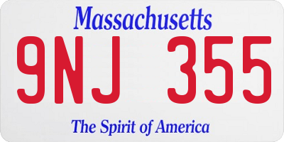 MA license plate 9NJ355