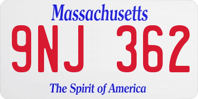 MA license plate 9NJ362