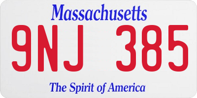 MA license plate 9NJ385