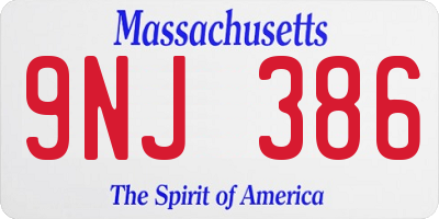 MA license plate 9NJ386