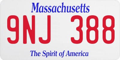 MA license plate 9NJ388