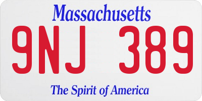 MA license plate 9NJ389