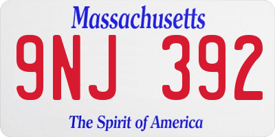 MA license plate 9NJ392