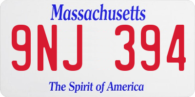 MA license plate 9NJ394