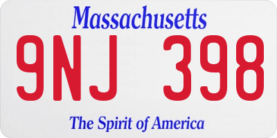 MA license plate 9NJ398