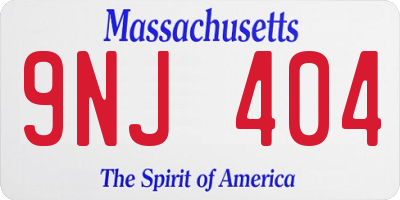 MA license plate 9NJ404