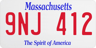 MA license plate 9NJ412