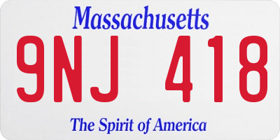 MA license plate 9NJ418