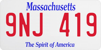 MA license plate 9NJ419