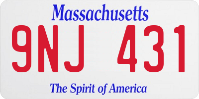 MA license plate 9NJ431
