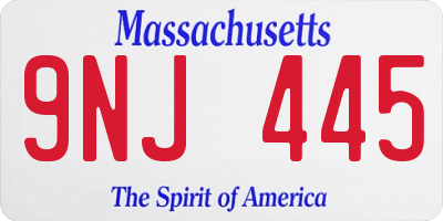 MA license plate 9NJ445