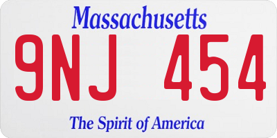 MA license plate 9NJ454