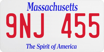 MA license plate 9NJ455
