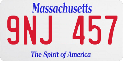 MA license plate 9NJ457