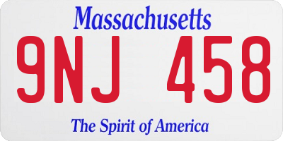 MA license plate 9NJ458