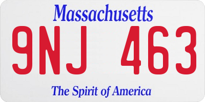 MA license plate 9NJ463