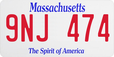 MA license plate 9NJ474