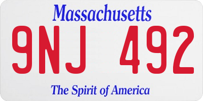 MA license plate 9NJ492