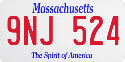 MA license plate 9NJ524