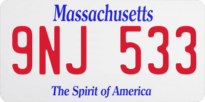 MA license plate 9NJ533