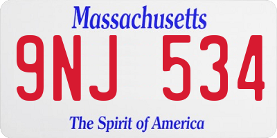 MA license plate 9NJ534
