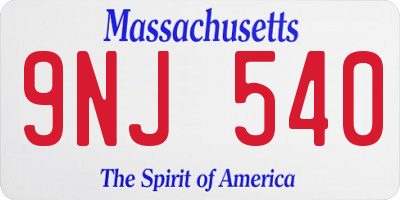 MA license plate 9NJ540