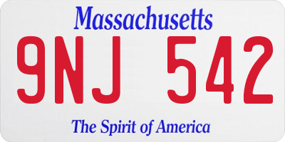 MA license plate 9NJ542
