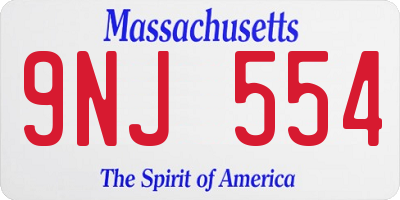MA license plate 9NJ554
