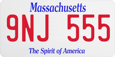 MA license plate 9NJ555