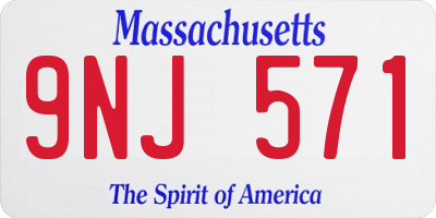 MA license plate 9NJ571