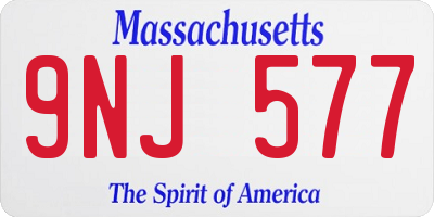 MA license plate 9NJ577