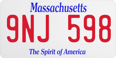 MA license plate 9NJ598