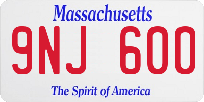 MA license plate 9NJ600
