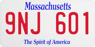 MA license plate 9NJ601
