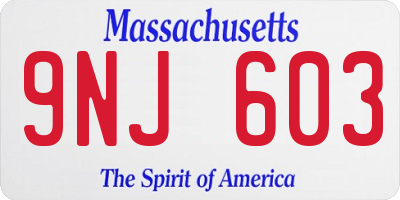 MA license plate 9NJ603