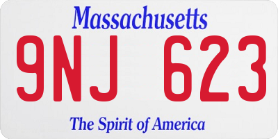 MA license plate 9NJ623