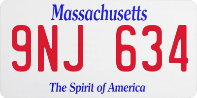 MA license plate 9NJ634
