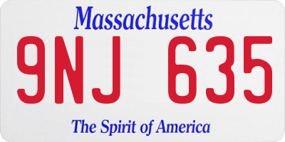 MA license plate 9NJ635