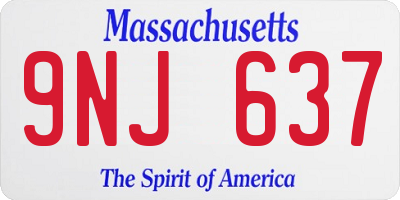 MA license plate 9NJ637