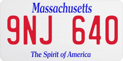 MA license plate 9NJ640
