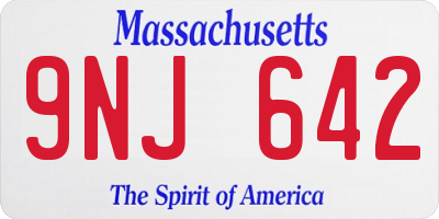 MA license plate 9NJ642
